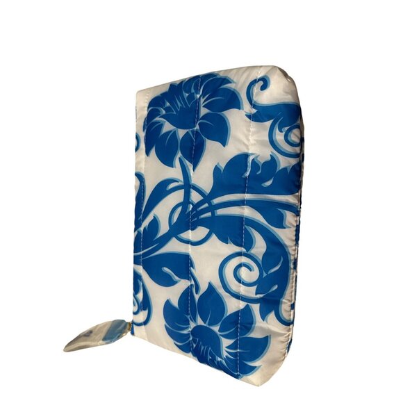 💖Estée Lauder Blue & White Floral Quilted Zipper Pouch - Picture 3 of 4